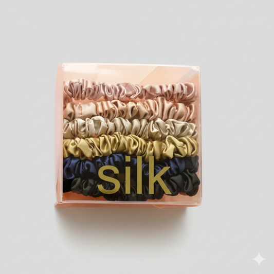 Set 6 scrunchies in seta di gelso